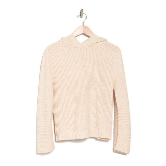 Abound Women's Cozy Ribbed Knit Hoodie In Beige Oatmeal Light Heather Small - Picture 3 of 4